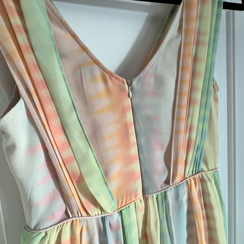 Anthropologie Lil Watercolor Tie-dye Pastel Rainbow Maxi Dress, Size 4 - Picture 6 of 11